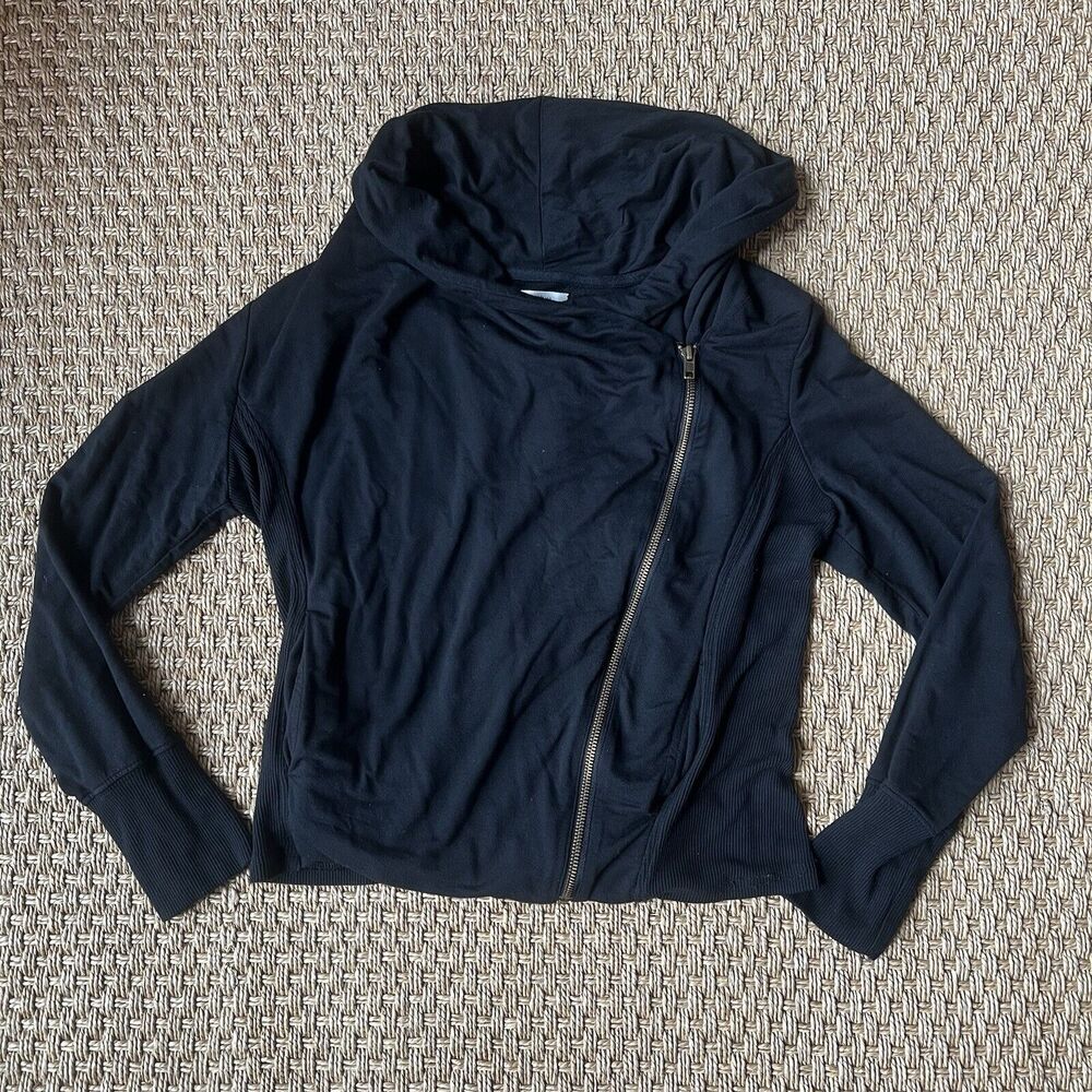 Caslon Women’s Cardigan/Shacket Asymmetric Zip Moto Style Black Size MP